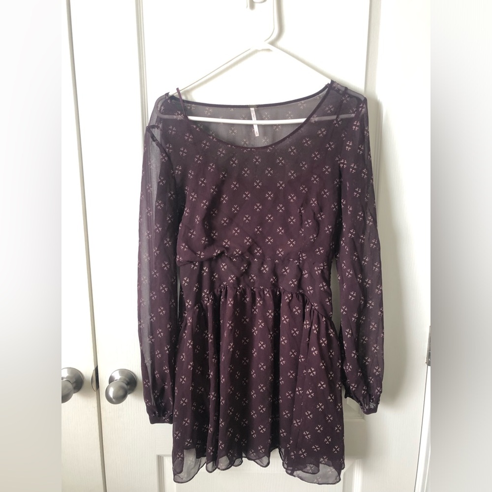 Free People Womens long sleeve sheer dress